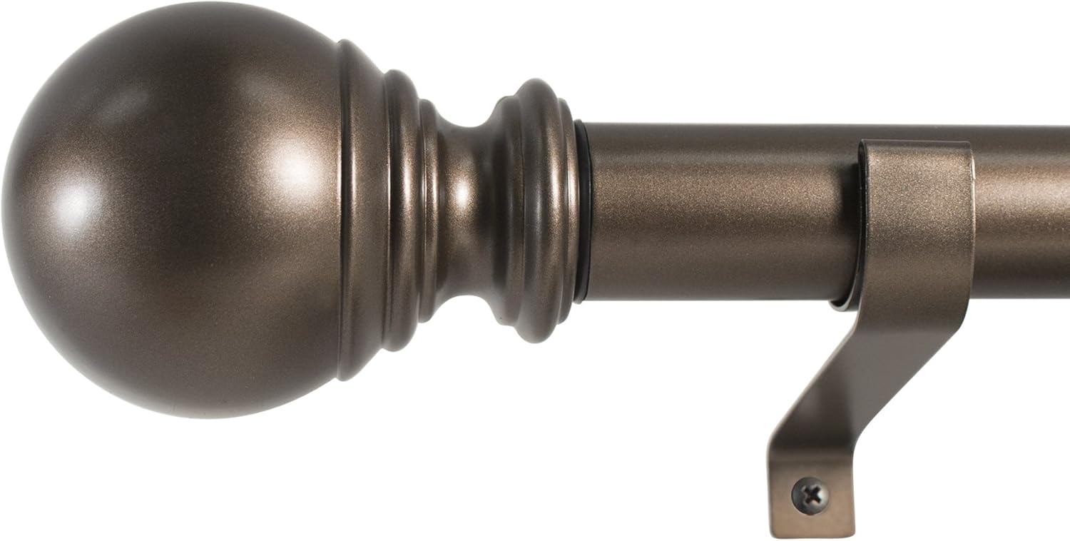 Window Treatment Hardware - Decopolitan 30409-BZ72 Ball Single Telescoping Drapery Rod Set, Long, Bronze, 72 to 144-Inch