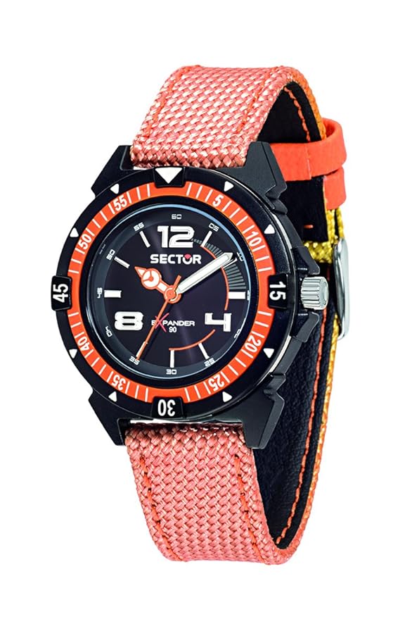 Sector No Limits Expander 90 Men's Quartz Watch with Black Dial Analogue Display and Orange