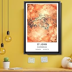 St john Map Poster, Caribbean Map Art Poster, Map