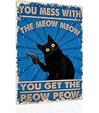 Poster da parete in metallo con gatto nero e scritta Wash Your Paw Funny Cat Lover, regalo retrò vintage, decorazione da parete, 20,3 x 30,5 cm