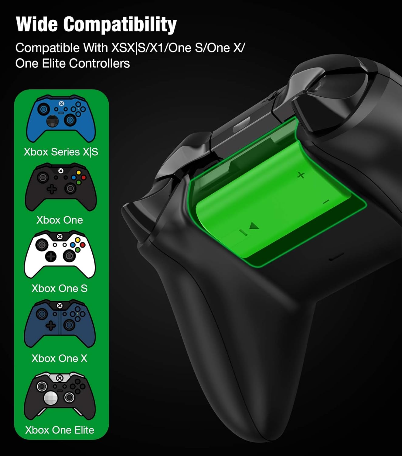 Rechargeable Battery Pack with Charger for Xbox Series X|S,Charger for Xbox One Controller Battery Pack with 4x1200mAh Batteries,Rechargeable Battery Pack for XSX|S/X1/One S/One X/One Elite Controller: Electronics