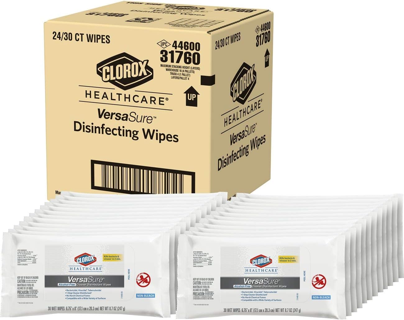 Clorox Healthcare VersaSure Cleaner Disinfectant Wipes, 30 Count Pouch