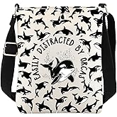 Orca Gifts for Whale Lovers Orca Crossbody Bag Killer Whale Gifts Ocean Animals Gift Messenger Purse with Shoulder Strap