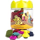 B. toys Bristle Blocks, 68 Interlocking Blocks in Jar, Construction | Sort and stack STEM building set with soft, easy-to-connect bristles and storage jar with lid; compatible with; 2+ Years