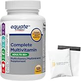 Equate Adult 50+ One Daily Complete Multivitamin Multimineral Supplement Tablets, Healthy Brain* - Compare to Centrum Silver, 125 Pills (Pack of 1) - Set by Basket Goods