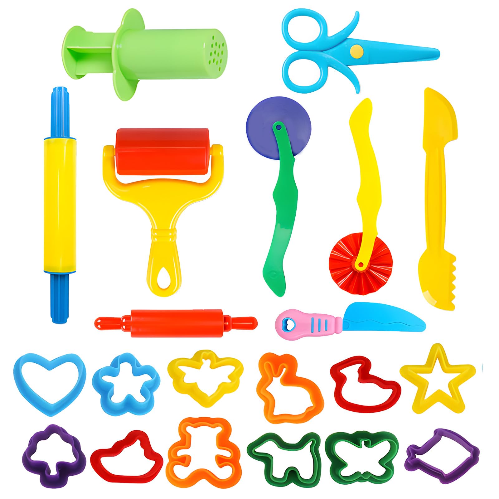 Playdough Accessories,Playdough,21 Pcs Playdough Set Includes Roller Rolling Pins Dough Extruder Animal Molds,Kids DIY Creation Play Dough Tools for 14+ Years Old
