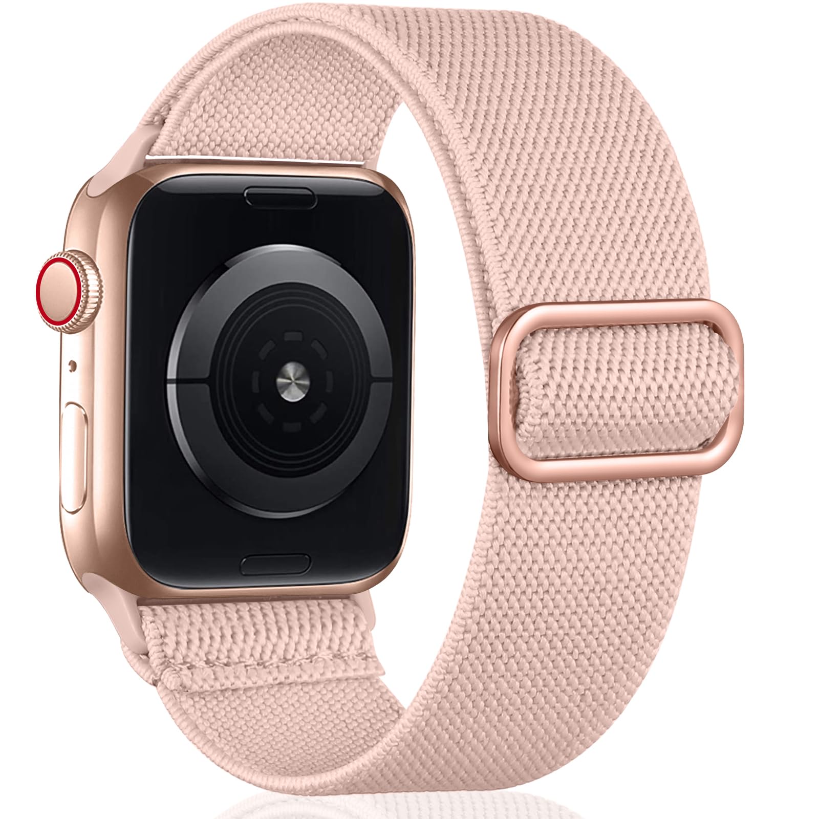 Oielai Solo Loop Straps Compatible with Apple Watch Strap 44mm 45mm 42mm 46mm 49mm, Adjustable Nylon Sport Replacement Band for iWatch Series 11 10 9 8 7 6 5 4 3 2 1 SE Ultra, SandPink