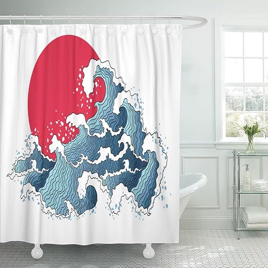 Amazon Com Emvency Fabric Shower Curtain Curtains With Hooks Red