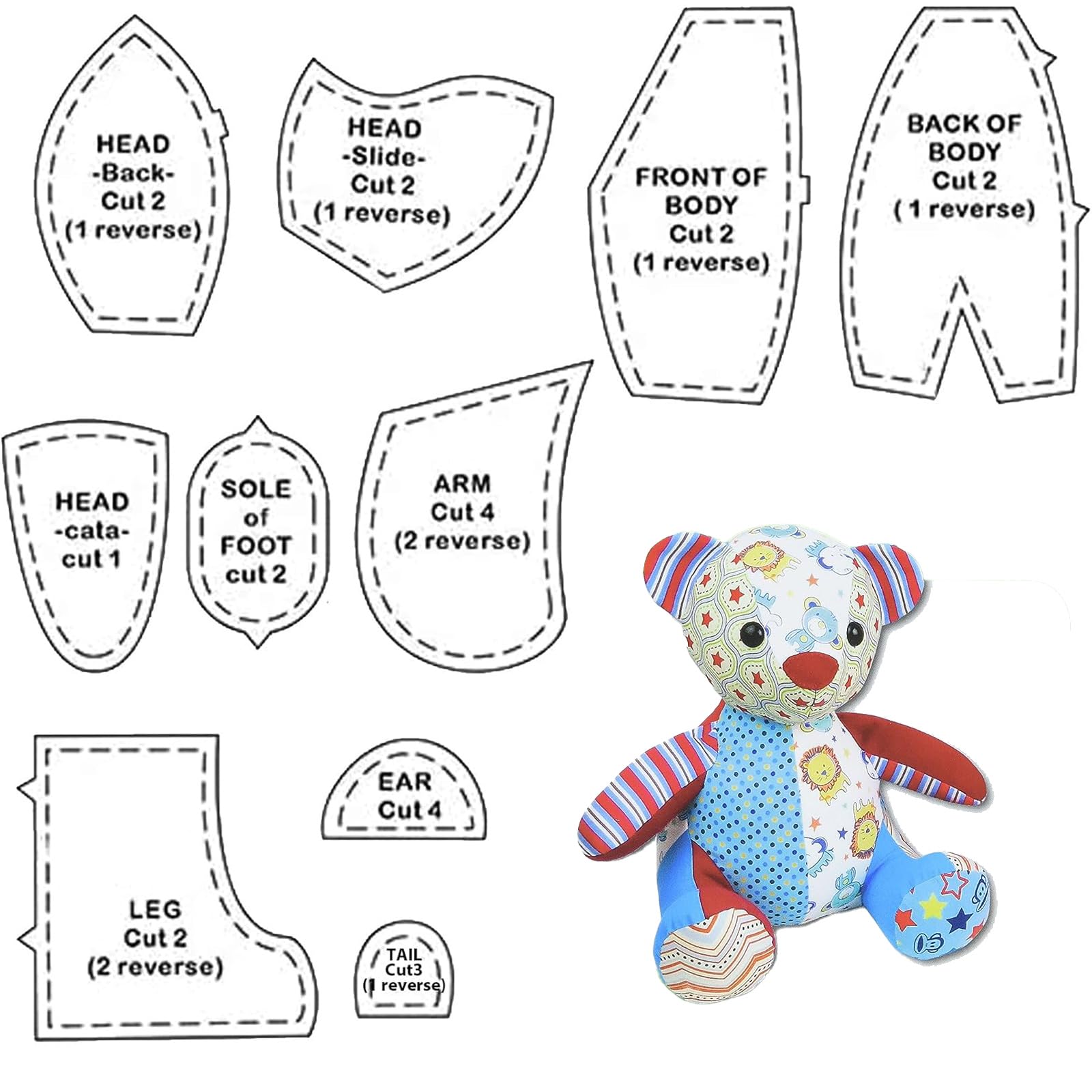 Bisienya Acrylic Memory Bear Sewing Pattern Set - 12 Inch Handmade Teddy Bear Quilting Ruler Set with Instructions, DIY Quilting Templates for Nursery, Bedroom, Car, Sofa (10inch)