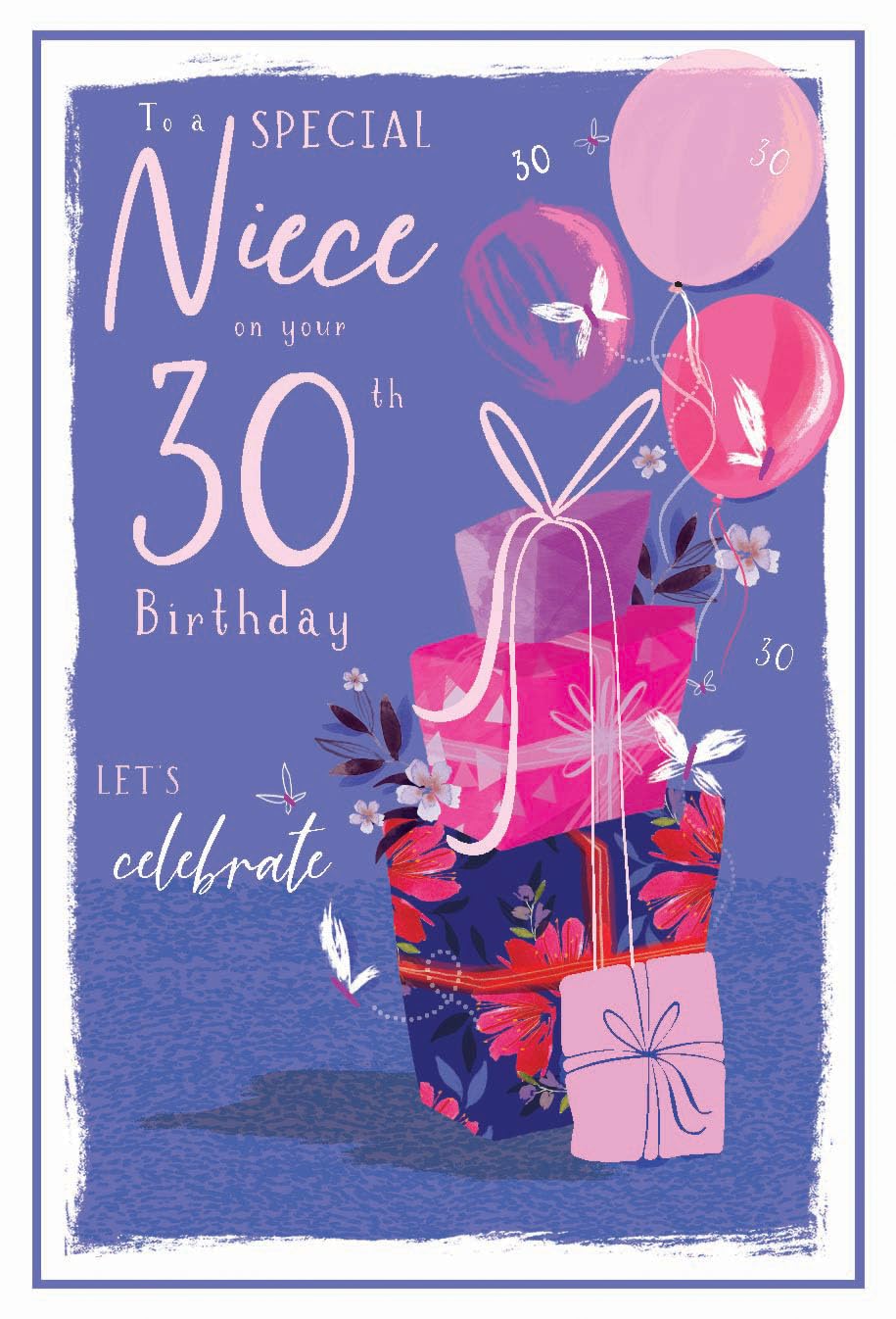 IC&G 30th Birthday Card for Niece - Age 30 Pretty Present, Flowers & Balloons Design - Premium Special Birthday Greeting Card with Envelope for Her