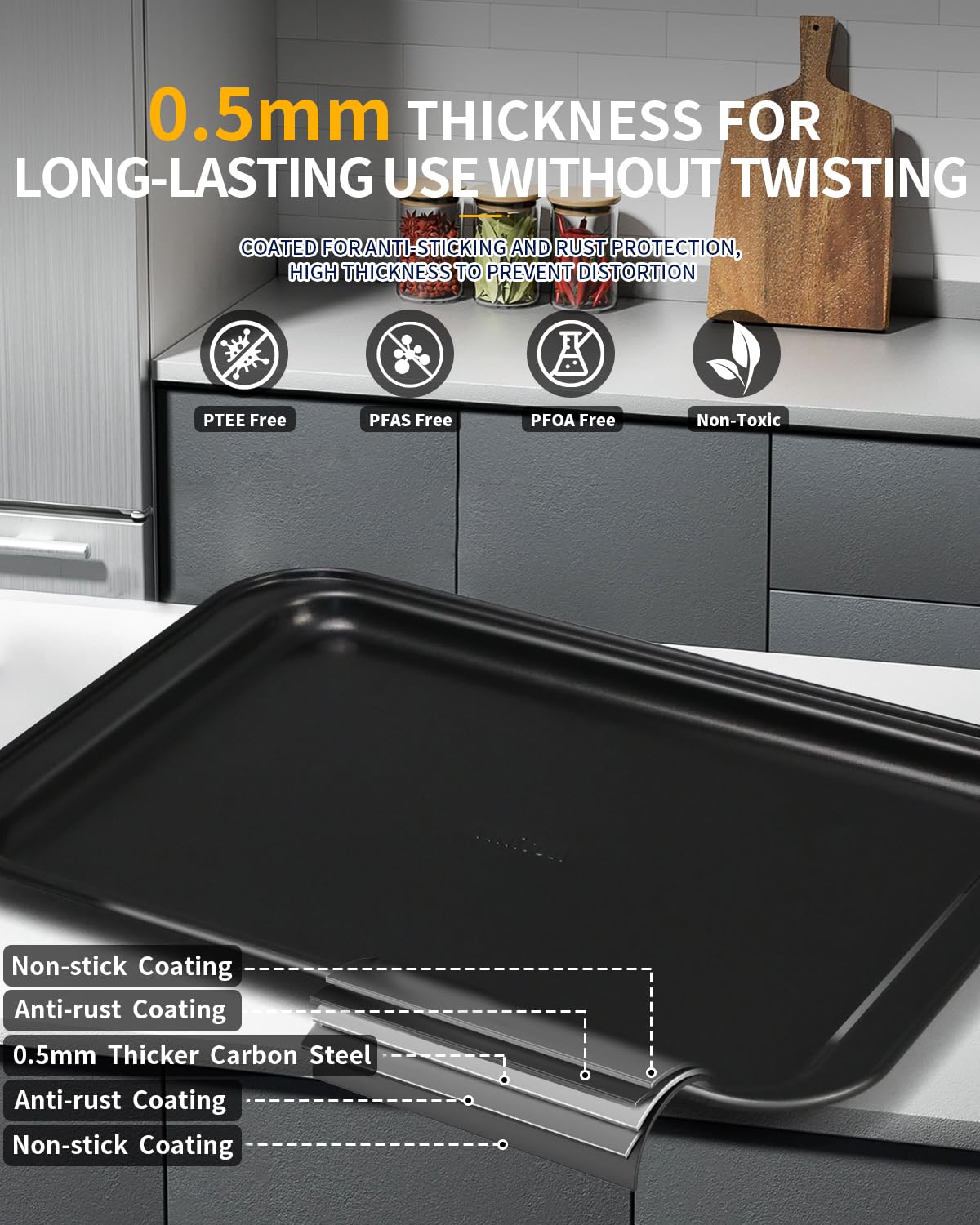 Ymiton Nonstick Baking Pans Set, 19 PCS Stackable Bakeware Sets, Oven Pan Set Includes Baking Tray, Cookie Sheet, Cake Pans, Loaf Pan, Muffin Pan, Silicone Cups