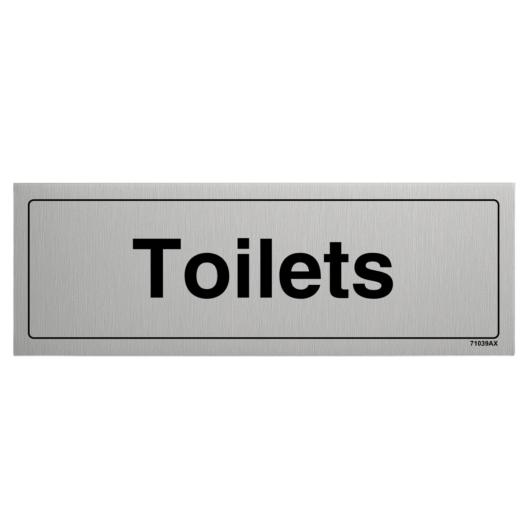 V Safety General Door-Toilets Sign - 300mm x 100mm - 3mm Brushed Alu Comp