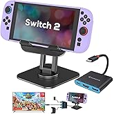 Switch 2 Dock+ Stand kit for Nintendo Switch 2 Portable Dock+HDMI 2.1/PD/USB A 3.2 Interface,Compatible with MASC/Laptops(Requires Manual firmware Update for NS2'S 21 Version)