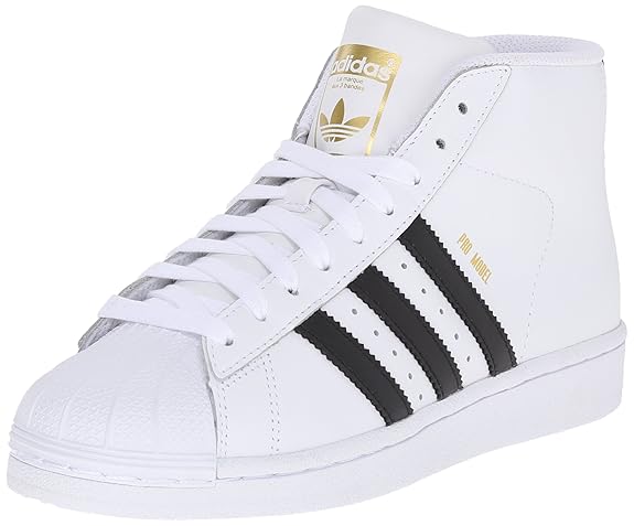 adidas Originals Pro Model J Fashion Sneaker (Little Kid/Big Kid), White/Black/White, 5.5 M US Big Kid