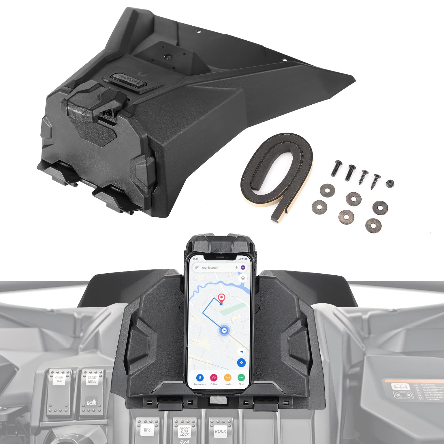 Photo 1 of KEMIMOTO Electronic Device Holder Compatible with Can-Am Maverick Sport Trail 2019-2025, Commander GPS Tablet Mount 2021-2025 Storage Box, Replace OEM 715005212