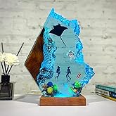MASDEC Scuba Diving Resin Ocean Lamp,Handcrafted RGB Mood Light for Bedroom with Wooden Base, Scuba Diver Gifts for Men & Women,Unique Birthday & Valentine's Day Gifts (S 6"x4")