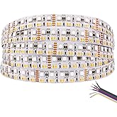 Brightest RGB+CCT Flexible led Strip Lights 270LEDs/Meter 5050 RGB + 2835 Warm White Daylight White Double Row Super Bright RGBWW Non-Waterproof Flexible LED Tape Light(DC24V 5meter/16.4ft)