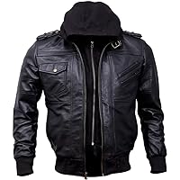 Men's Vintage Black Leather Biker Jacket 2XL at Amazon Men's