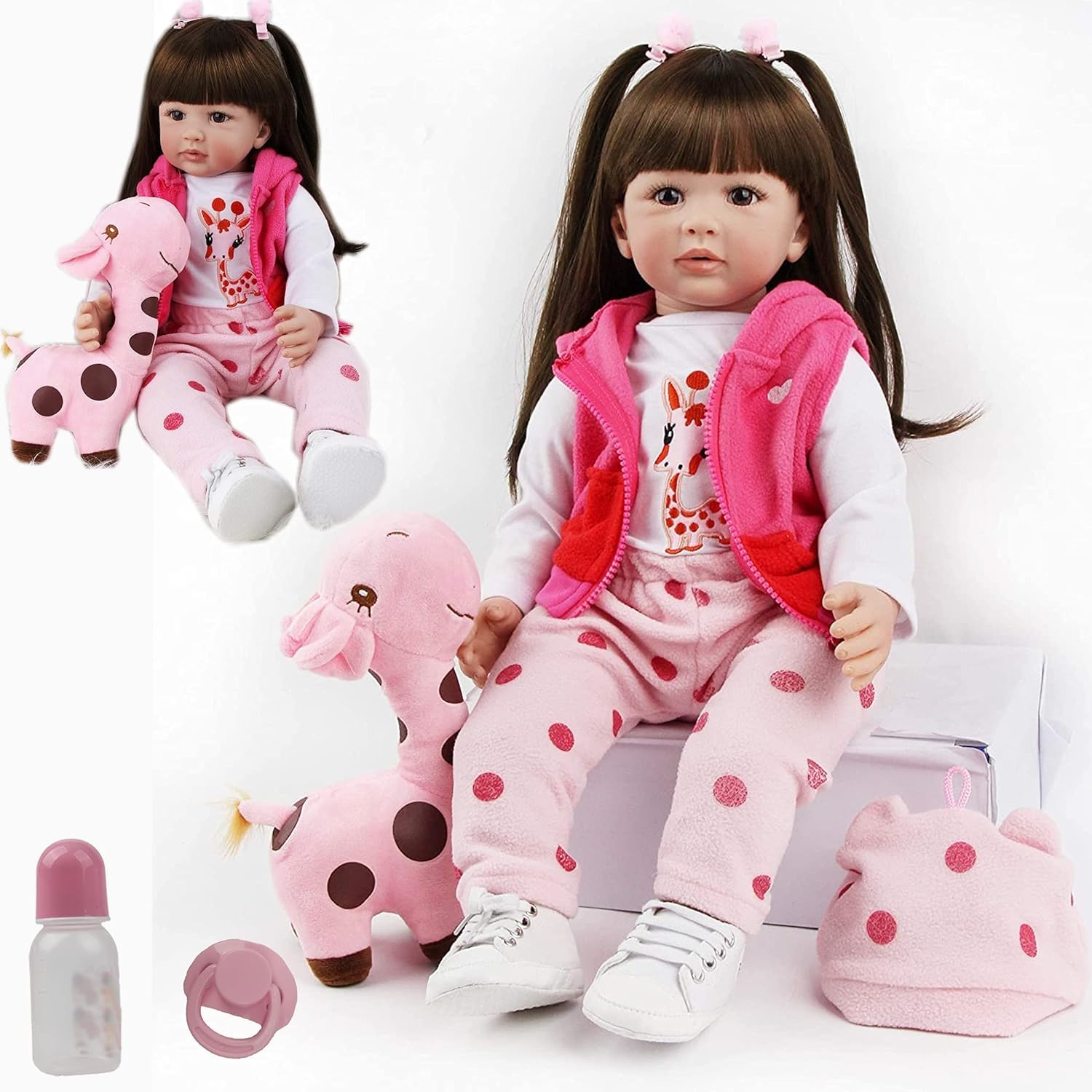 ZIYIUI Reborn Dolls Toddler 24 inch 60cm Realistic Baby Dolls Soft Silicone Vinyl Weighted Cloth Body Lifelike Reborn Babies Girls