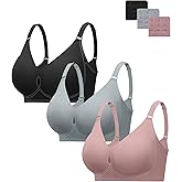 HBselect Wireless Jelly Bras for Women 3 Pack Supportive Push Up Bras No Underwire Seamless Tshirt Bra Comfort Bralettes