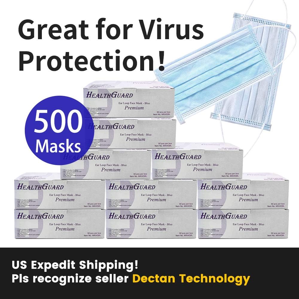 Disposable Medical Face Mask - Thick 3Ply Medical Masks with Comfortable Earloop, Great for Dust, Germ and Virus Protection and Personal Health (500pcs)