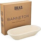 Bulka Large Oval 1kg Waffle Banneton Bread Proofing Basket Pressed Wood Pulp, Sourdough Proofing Basket – Non-Stick Brotform Sourdough Bread Baking Supplies, Made in Germany.