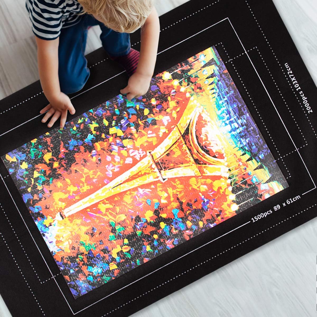 Large Jigsaw Puzzle Mat Roll Up, Large Mat Roll Up 2000 Pieces Puzzles Keeper Mat 46" X 32" Felt 2MM Thicker Puzzles Storage Transport Saver Board, Inflatable Tube, Handle Pump, 3 Velcro Fasteners: Toys & Games