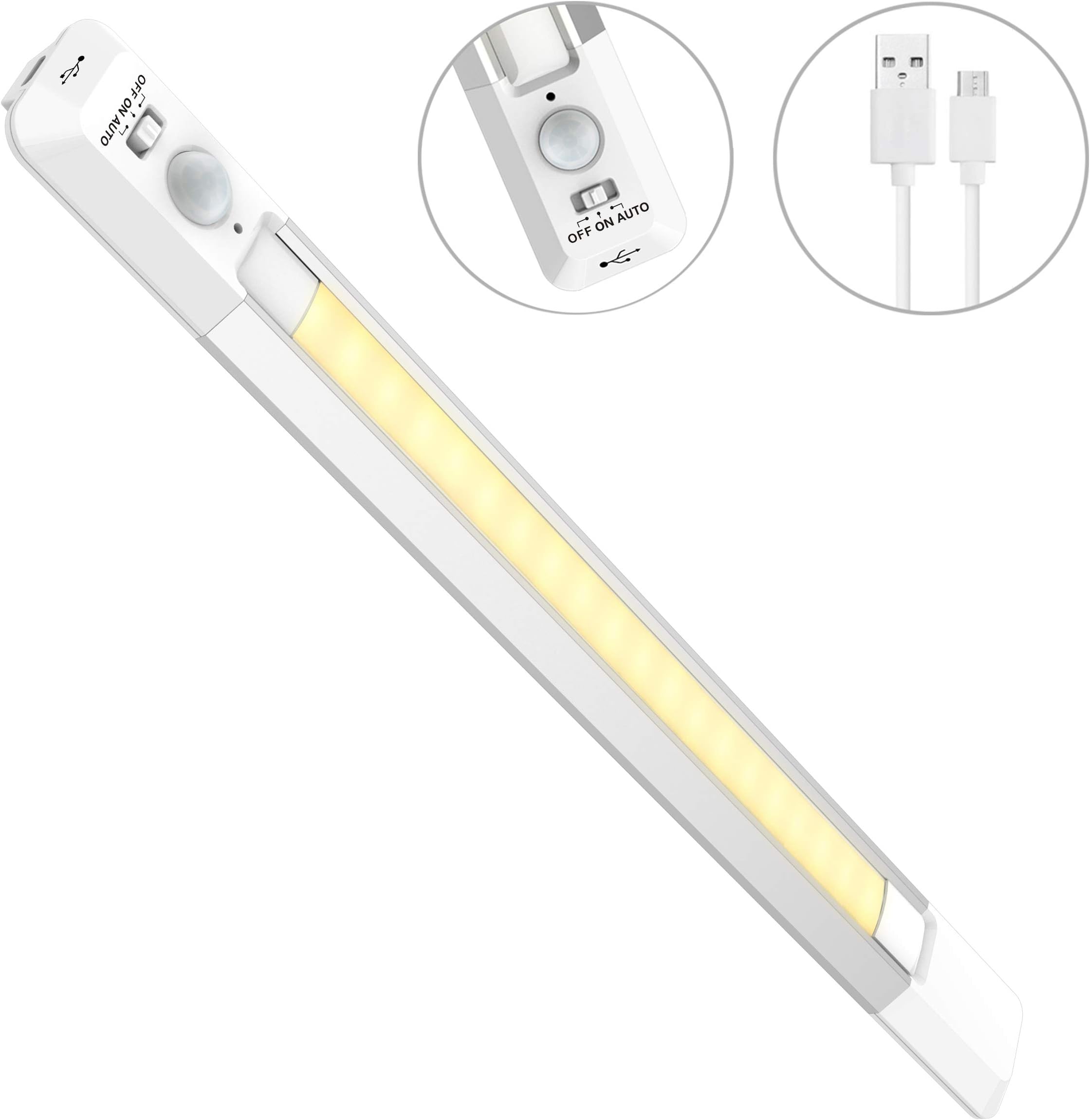 HONWELL Motion Sensor Light Indoor Under Kitchen Cabinet Light Rechargeable Battery LED Closet Lighting Wireless Counter Light, Motion Light for Wall Stairs Wardrobe Hallway