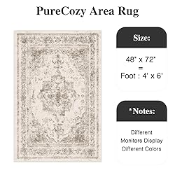 PureCozy Vintage Area Rug 4x6 Indoor Bedroom Rug
