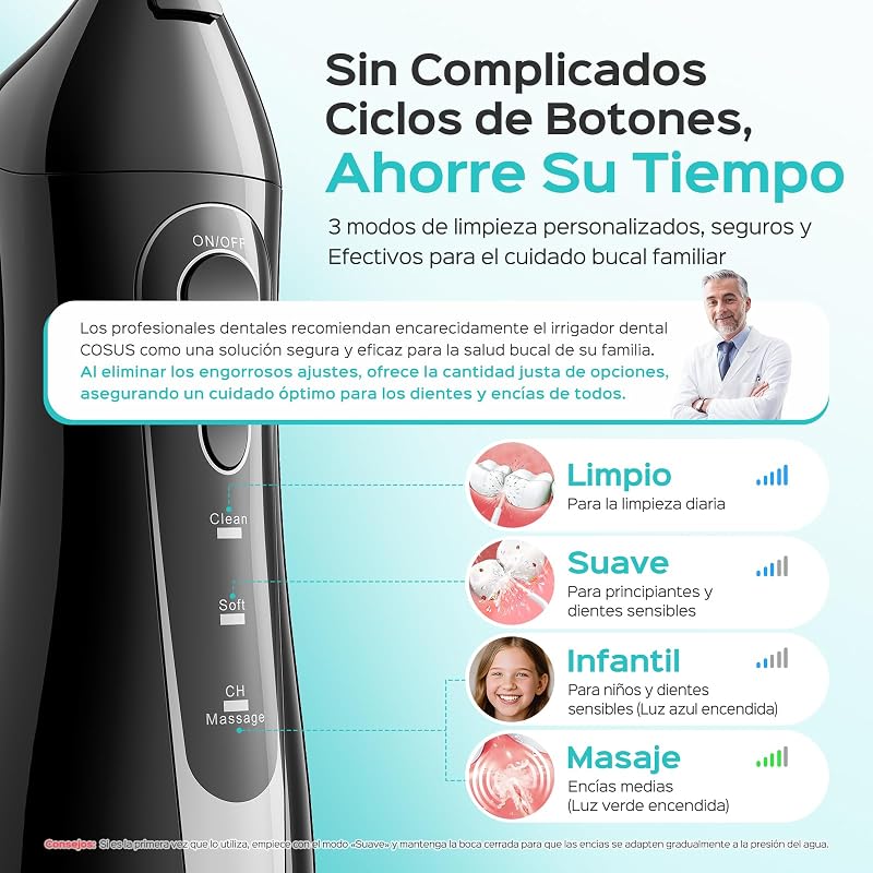 C20 Irrigador Bucal Professional Depósito más de 300 ml, Negro