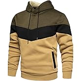 MOONCOLOUR Men's Fashion Novelty Color Block Hoodies Long Sleeve Fleece Hooded Pullover Sweatshirts with Pockets