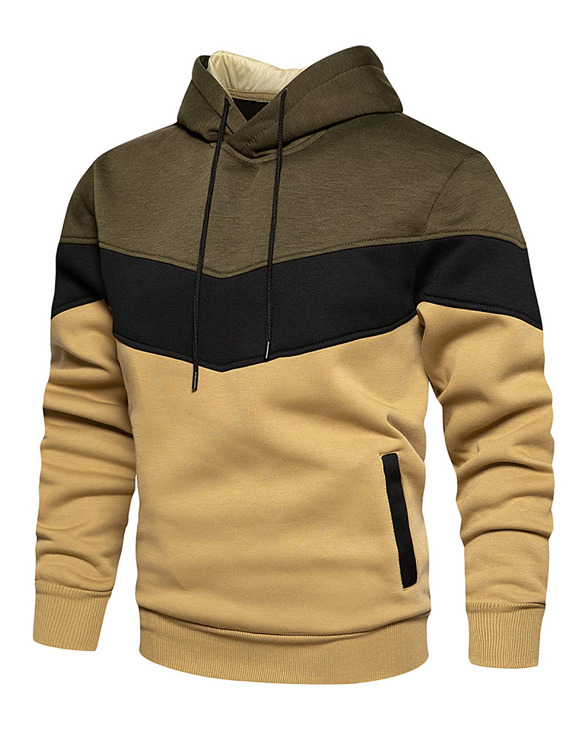 Mooncolour Mens Novelty Color Block Hoodies Cozy Sport Outwear