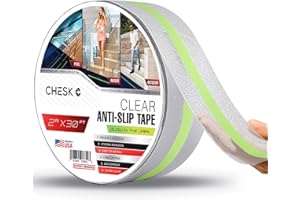 Chesk Grip Tape Clear Glow in The Dark Anti Slip Tape Reflective Waterproof 2 in x30 Ft Indoor/Outdoor Stair treads Non Slip Skateboard Grip Tape Safety Friction Adhesive Shower Floor Grips Stickers