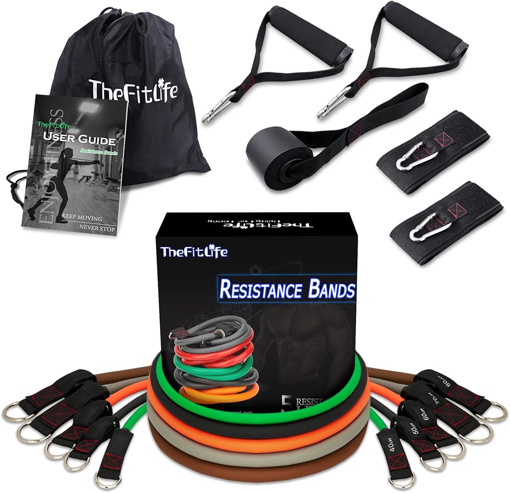 TheFitLife Resistance Bands Set with Handles Door Anchor Ankle Straps 5 Bands