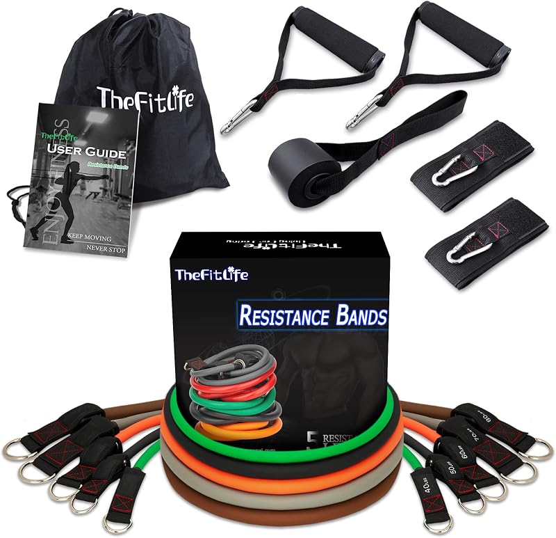 TheFitLife Resistance Bands Set with Handles Door Anchor Ankle Straps 5 Bands
