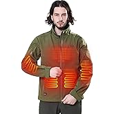 DEWBU Soft Shell Heated Jacket for Men with 12V Battery Pack and Detachable Hood Outdoor Electric Heating Coat