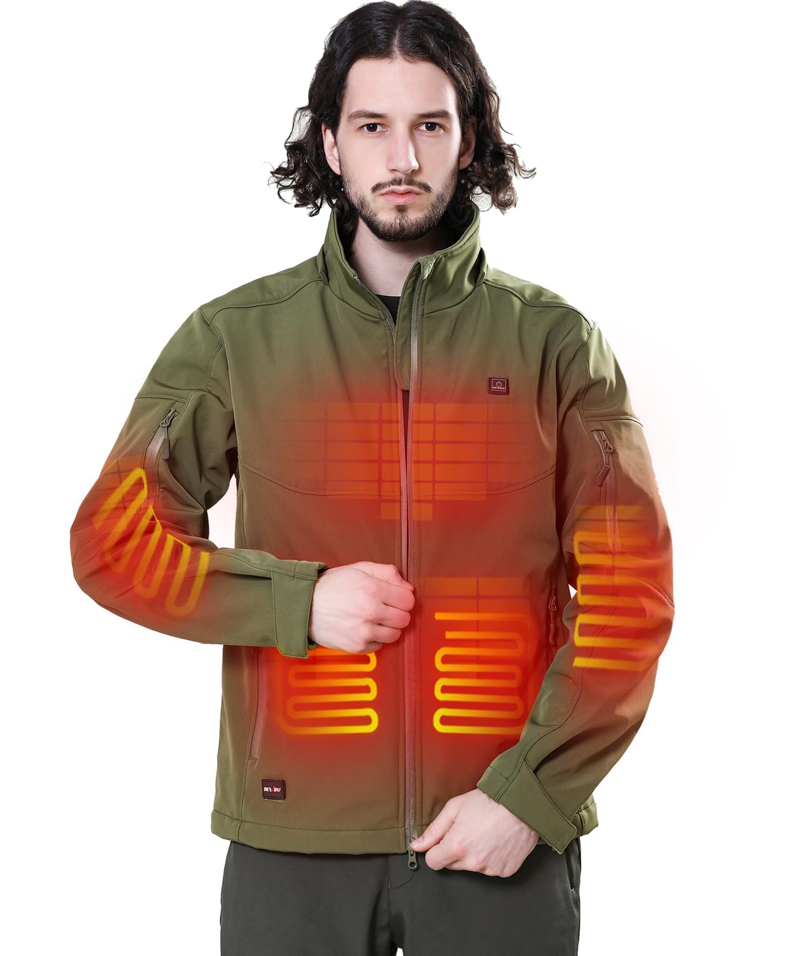 DEWBU Soft Shell Heated Jacket for Men with 12V