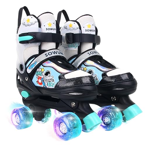 Sowume Adjustable Roller Skates for Boys and Kids, All 8 Wheels of Boy's Skates Shine, Safe and Fun Illuminating for Kids