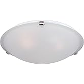 Maxim Malaga-3 Light Flush Mount in Transitional style-16 Inches Wide by 4 inches high-Satin Nickel Finish-Frosted Glass Colo