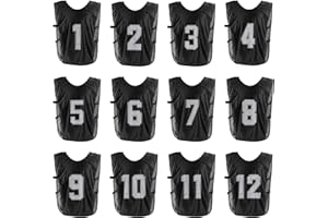 PATIKIL Soccer Training Vest, 12 Pack Team Sports Pinnies Reversible Numbered Soccer Practice Pennies Jerseys Bibs with Belt 