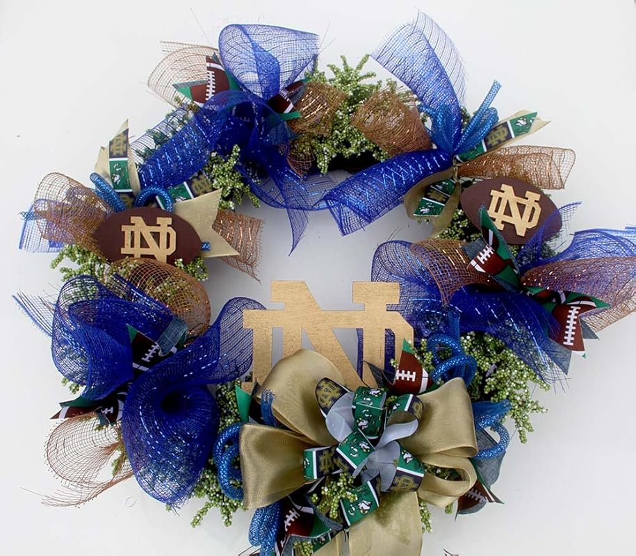 Notre Dame wreath for front door, fighting