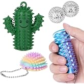 4 PCS Little Ouchies Pain Fidget, Pain Stim Fidgets for Adults, Spinning Spiky Roller Fidget - Pain Stim Tool Sensory Toy for Anxiety &amp; Stress Relief, 3D Printed Grippie Stim Keychain Gifts for Adults