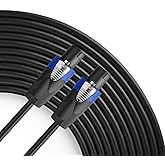 Yoico Pro 50 Feet 12AWG Speakon to Speakon Cable - Heavy Duty 50ft 12 Gauge Speaker Wire Cord with Twist Lock for Audio Amplifier - Single