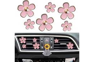 GOWXS 6 Pcs Daisy Air Vent Clips, Cute Flower Air Conditioning Outlet Clip Car Air Fresheners Vent Clips Car Interior Decor Charm Car Decoration Cute Car Accessories for Women Girls + Mask Hook(Pink)