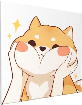 Amazon Com Kawaii Shiba Inu Art Decor Lienzo Impresion De Tortuga Marina Cuadro Enmarcado Listo Para Colgar Para El Hogar Dormitorio Sala De Estar Decoracion De Pared 16x16 Everything Else
