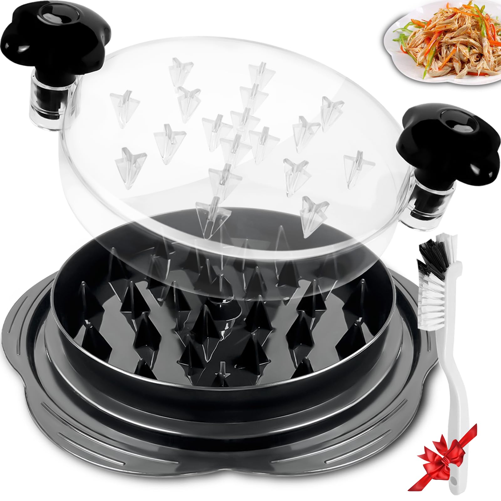 Chicken Shredder Tool Twister, 25cm Large Chicken Breast Shredder Machine with Brush, Non-BPA, Anti-Slip Strip and Heat-Resistant Meat Shredder Tool Twister for Chicken, Pork, Beef & Vegetables