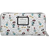 Loungefly Disney Wallet Mickey Minnie Mouse Daisy Donald Duck Zip Clutch White Saffiano Faux Leather