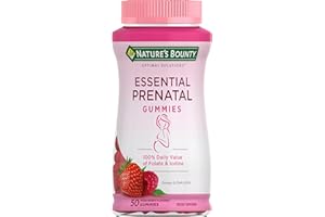 Nature's Bounty Optimal Solutions Essential Prenatal Gummies, Folic Acid and Iodine, Omega 3 and DHA, 50 Count, 25 Total Servings