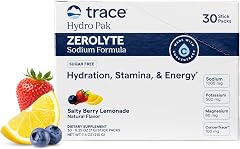 Trace Minerals ZeroLyte Electrolyte Mix, Salty Berry Lemonade, 30 Packets | Zero sugar, ancient sea salt + coconut water, sup