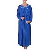 Shadowline Women's Nightgown and Long Sleeved Robe Pajama Set Nylon Sleepwear Peignoir